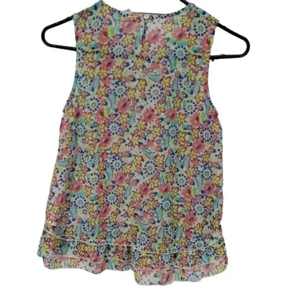 Red Camel Girls Peplum Floral Hi‎ Low Ruffle Sleeveless Design Shirt Size Large